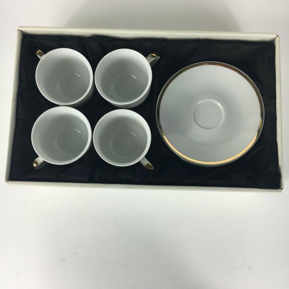 Set Of 4 Cups And Saucers Southington by Baum Fine China Jasmine in Box - Picture 8 of 8